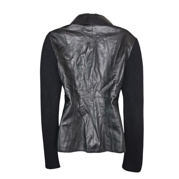 Maud Frizon Paris Lambs Leather Mixed Media Jacket Coat Size 36 Small - Picture 2 of 9